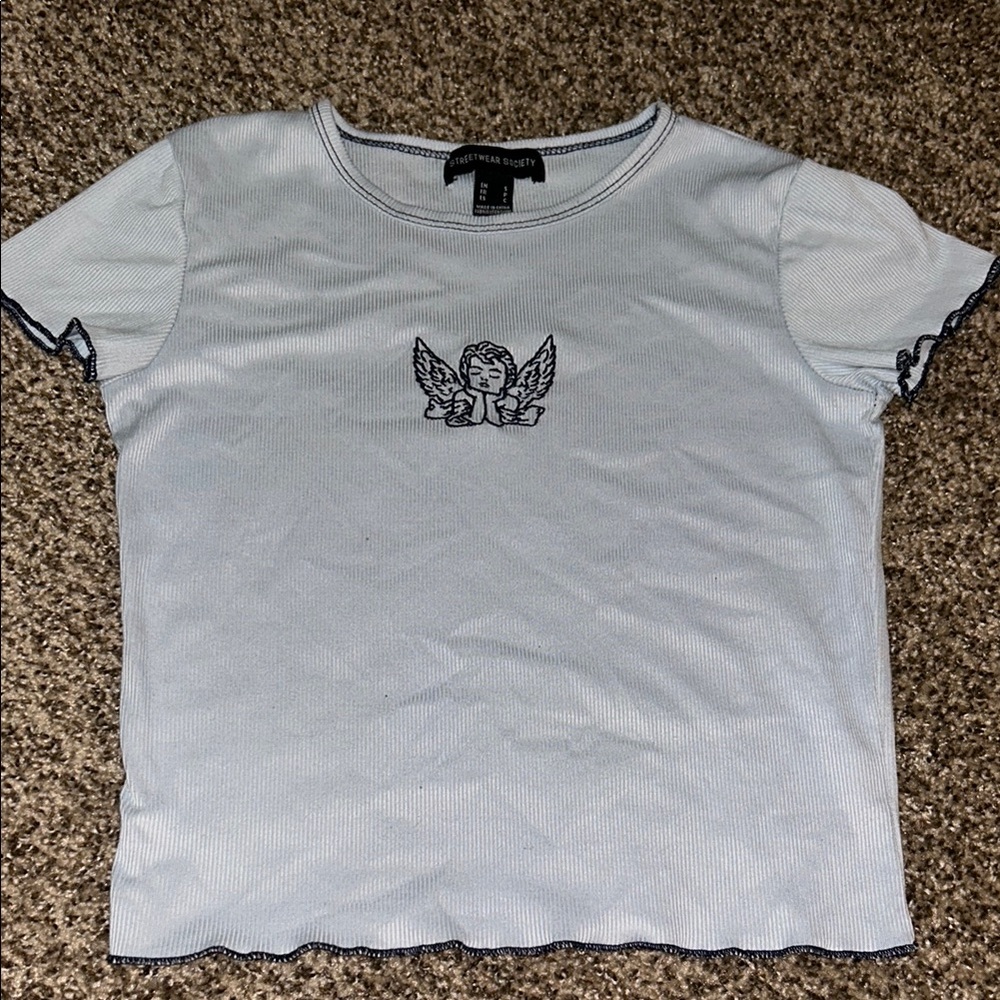 Light Blue Angel Crop Top